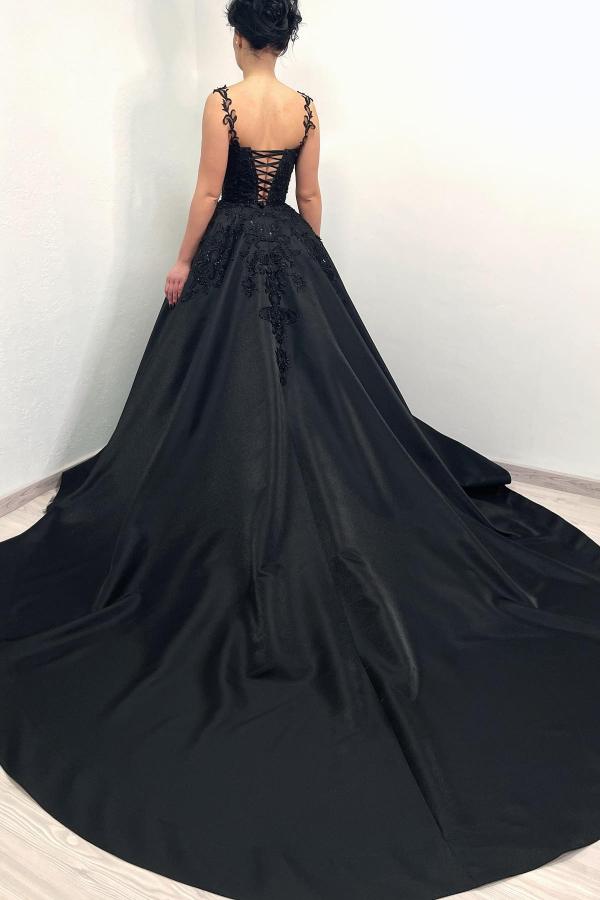 Vintage Black Wedding Dresses Princess Wedding Dresses with Lace