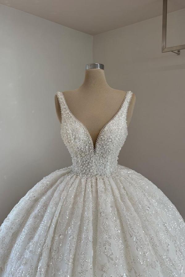 Luxury Wedding Dresses Lace Princess Wedding Dresses With Glitter