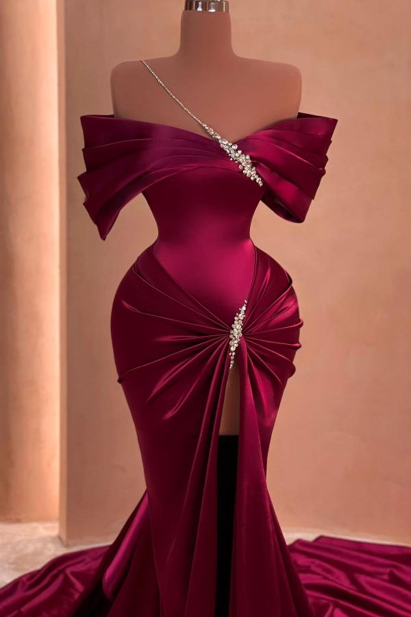 Fuchsia Evening Dresses Long Sheer Prom Dresses with Glitter