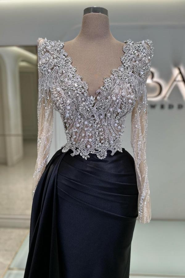 Schwarze Partykleider Mit Ärmel Ballkleider Mit Glitzer Abiballkleider Günstig BMbridal.de