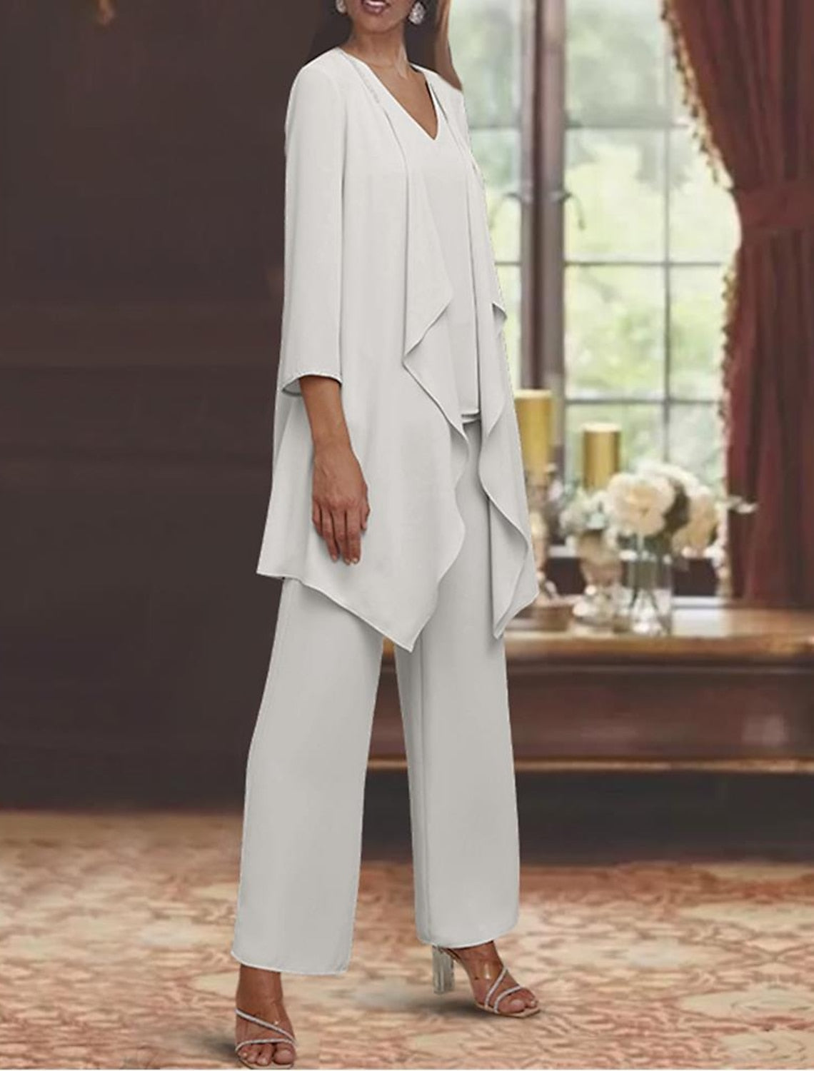 Schlichte Brautmutterkleider Lang Chiffon Brautmutter Anzug Günstig BMbridal.de