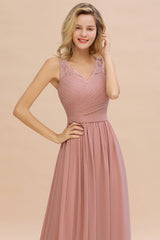 Dusty Pink Evening Dresses Long Chiffon Prom Dresses Cheap