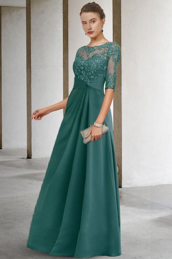 Beautiful Mother of the Bride Dresses Long Chiffon Dresses for Mother of the Bride with Sleeves