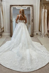 Elegant Wedding Dresses A Line Lace Wedding Dresses Detachable Train