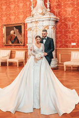 Luxury Wedding Dresses A Line Glitter Wedding Dresses with Sleeves