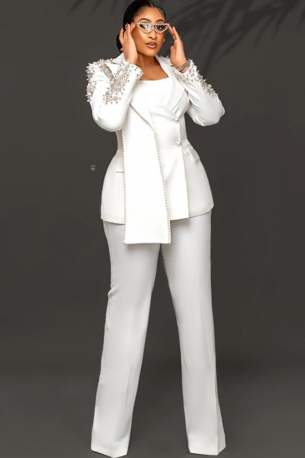 White Trouser Suit Women Festive Wedding Suits 2 Pieces Online