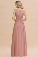 Dusty Pink Evening Dresses Long Chiffon Prom Dresses Cheap