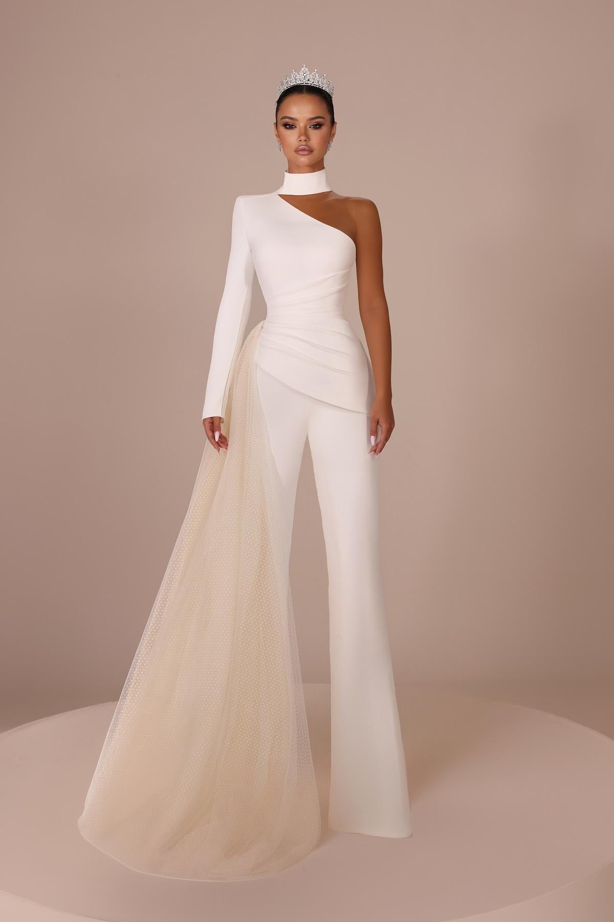 Fashion Damen Anzug Hochzeitskleid Jumpstuit Brautkleider A Linie