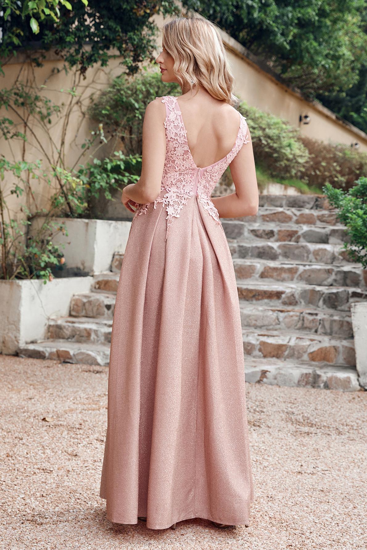 Beautiful Evening Dresses Long Glitter Prom Dresses Dusty Pink