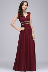 Modern Evening Dresses Long Wine Red Prom Dresses Chiffon