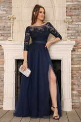 Bugundy Evening Dresses With Sleeves Prom Dresses Long Lace