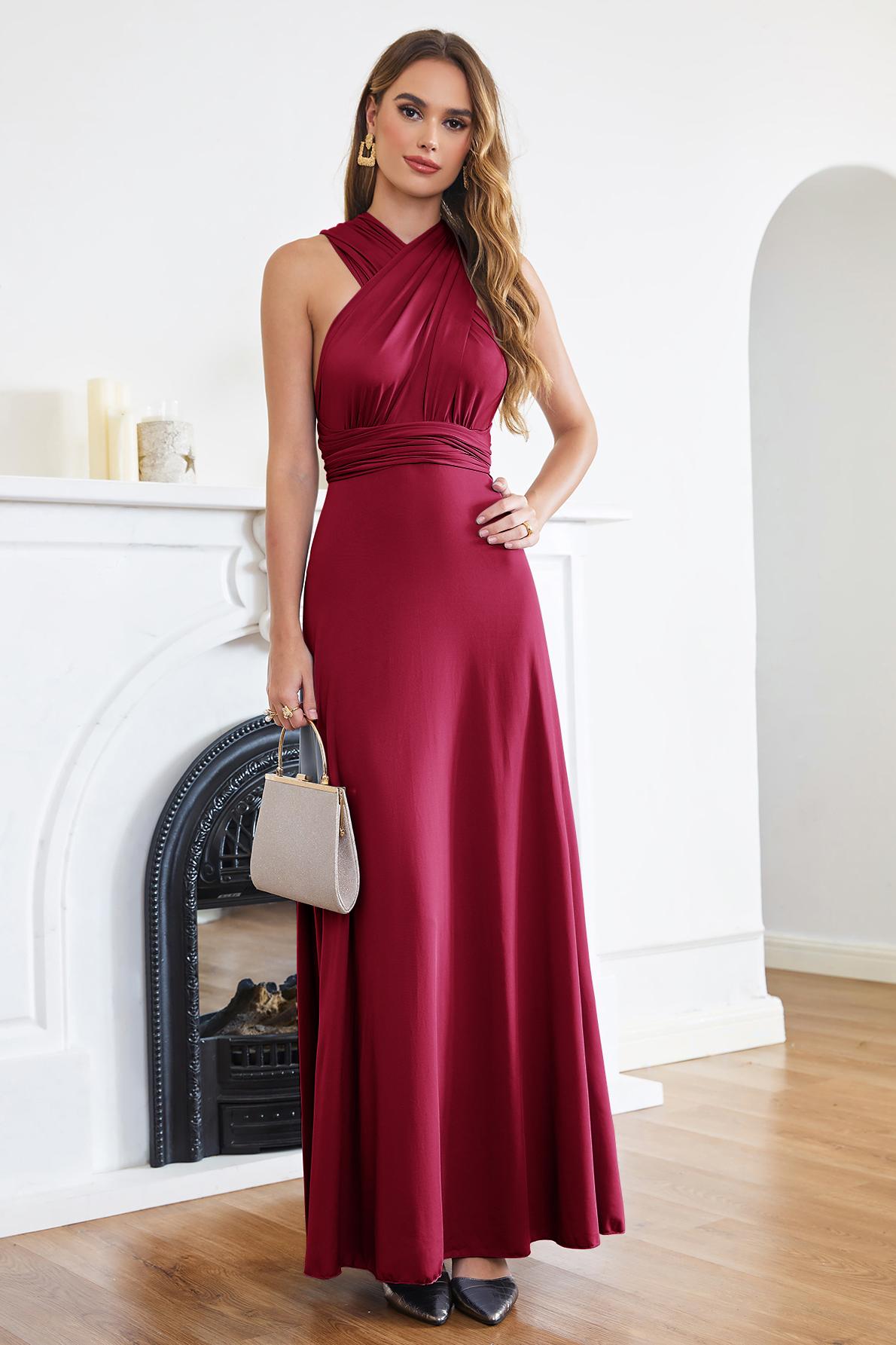 Cheap Evening Dresses Long Wine Red Navy Blue Sheath Online