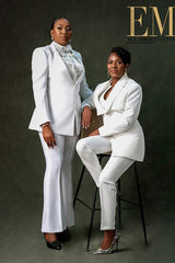 Simple 2 Piece Women's Suits White Trouser Suit Festive