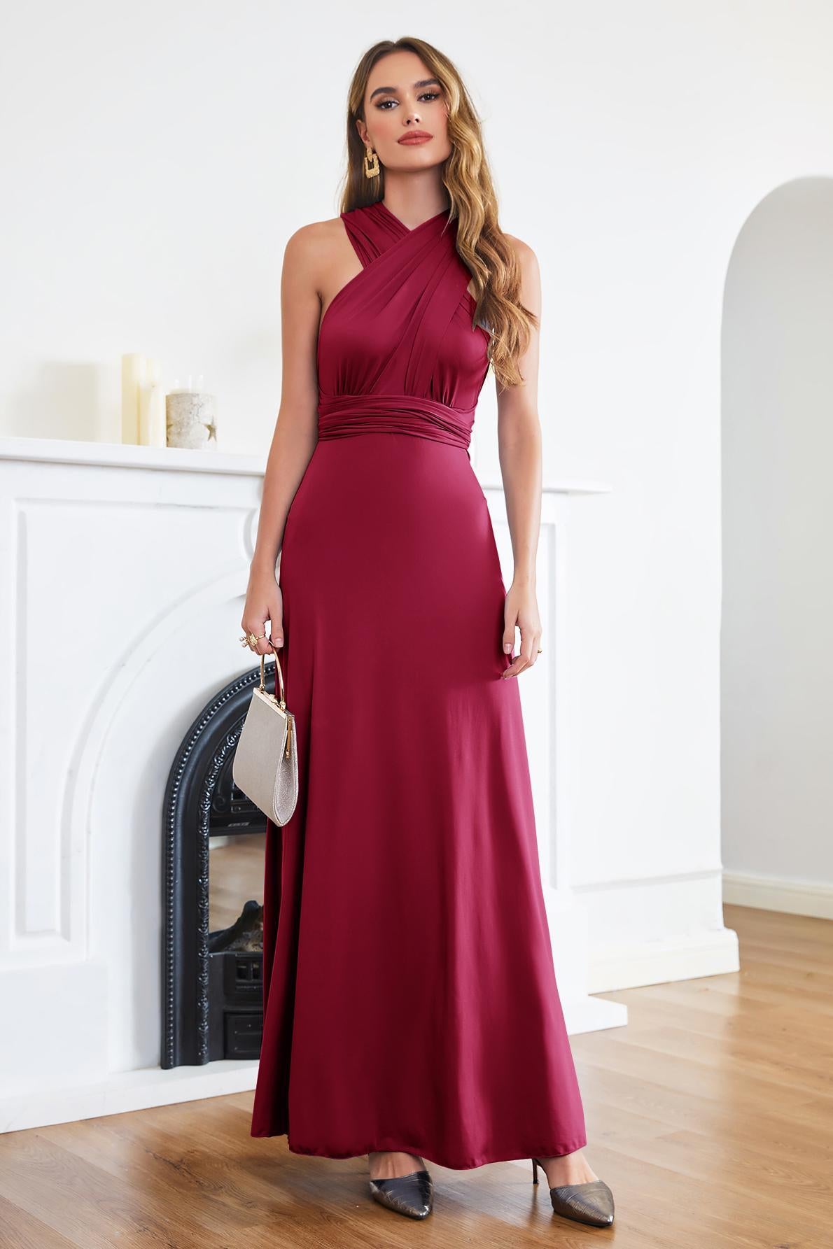 Cheap Evening Dresses Long Wine Red Navy Blue Sheath Online