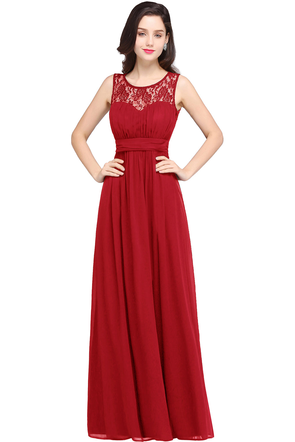 Cheap Evening Dresses Navy Blue Long Chiffon Evening Dresses With Lace