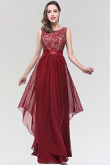 Designer Evening Dresses Wine Red Chiffon Prom Dresses Cheap Online