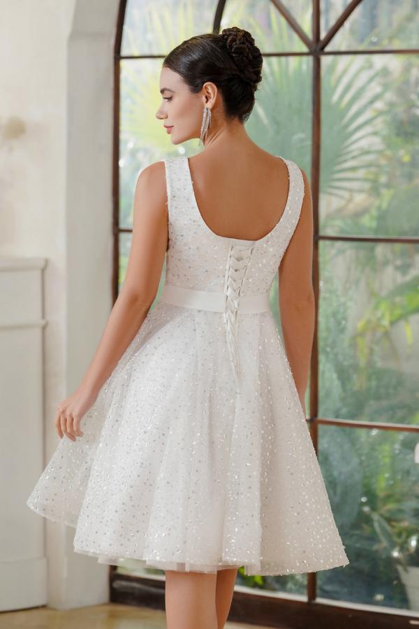 Simple Wedding Dresses A Line Short Wedding Dresses Glitter