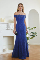 Royal Blue Evening Dresses Long Lace Prom Dresses Cheap