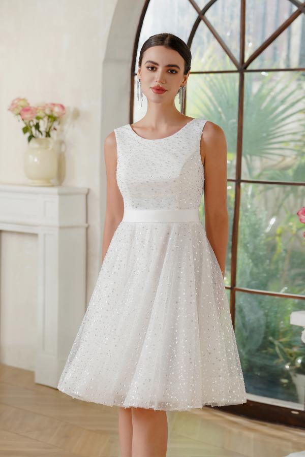 Simple Wedding Dresses A Line Short Wedding Dresses Glitter