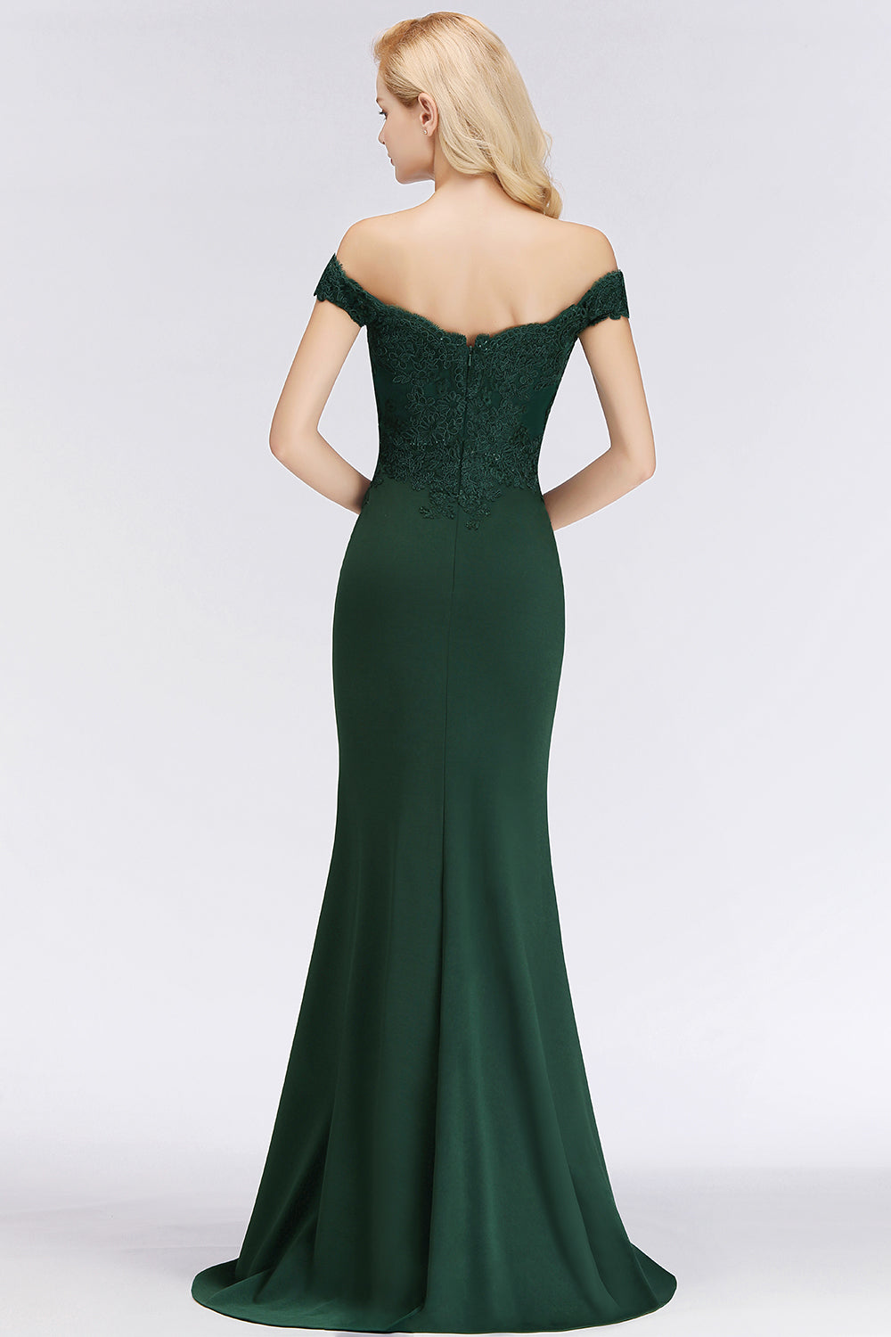 Dark Green Evening Dresses Long With Lace Simple Prom Dresses Online