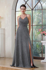 Simple Evening Dresses Long Silver Prom Dresses Cheap