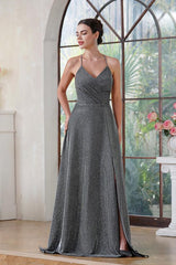 Simple Evening Dresses Long Silver Prom Dresses Cheap