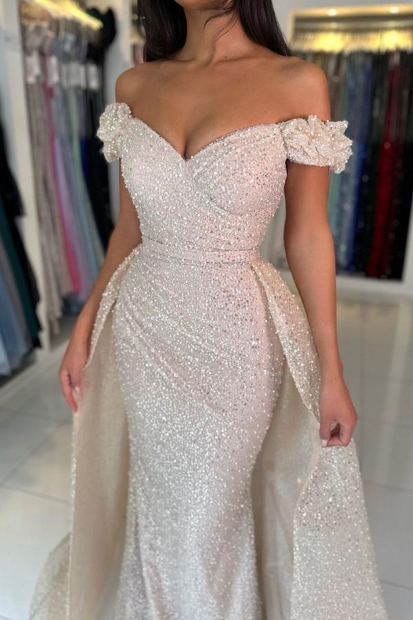 Elegant Evening Dresses Long Champagne Prom Dresses Glitter