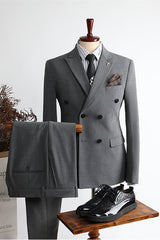 Alex Gary Modern Double Breasted Peaked Lapel Business Men Suits