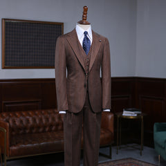 Alger New Arrival Coffee Striped One Button Slim Fit Bespoke Suit