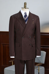 Albert Formal Coffee Peaked Lapel Double Breasted Business Suit