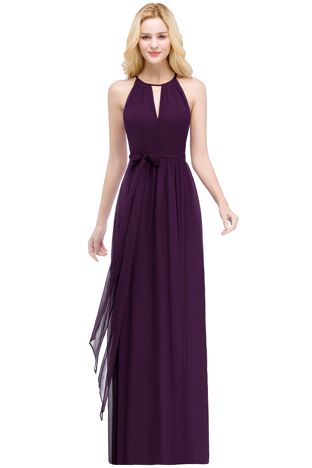 Simple Evening Dresses Long Wine Red Chiffon Prom Dresses Online