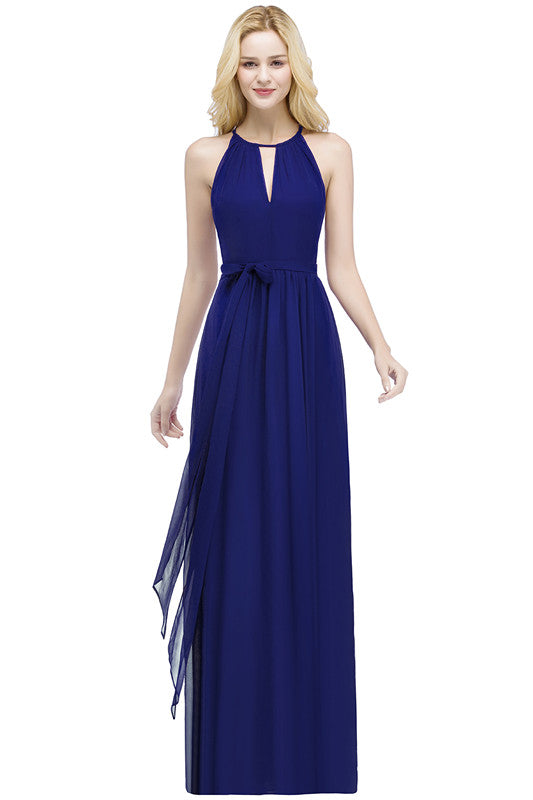 Schlichte Abendkleider Lang Weinrot Chiffon Abiballkleider Online