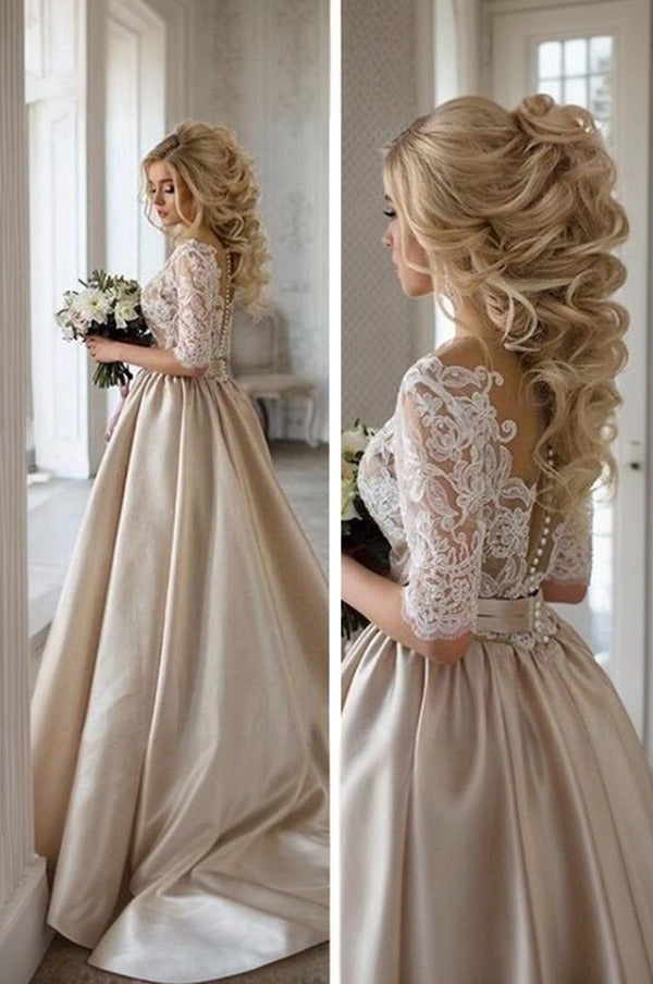 Modern Wedding Dresses With Sleeves Lace Wedding Dress A Line