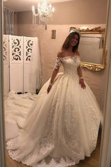 Luxus Brautkleider Spitze Mit Lange Ärmel Prinzessin Hochzeitskleider Günstig Online