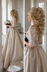 Modern Wedding Dresses With Sleeves Lace Wedding Dress A Line