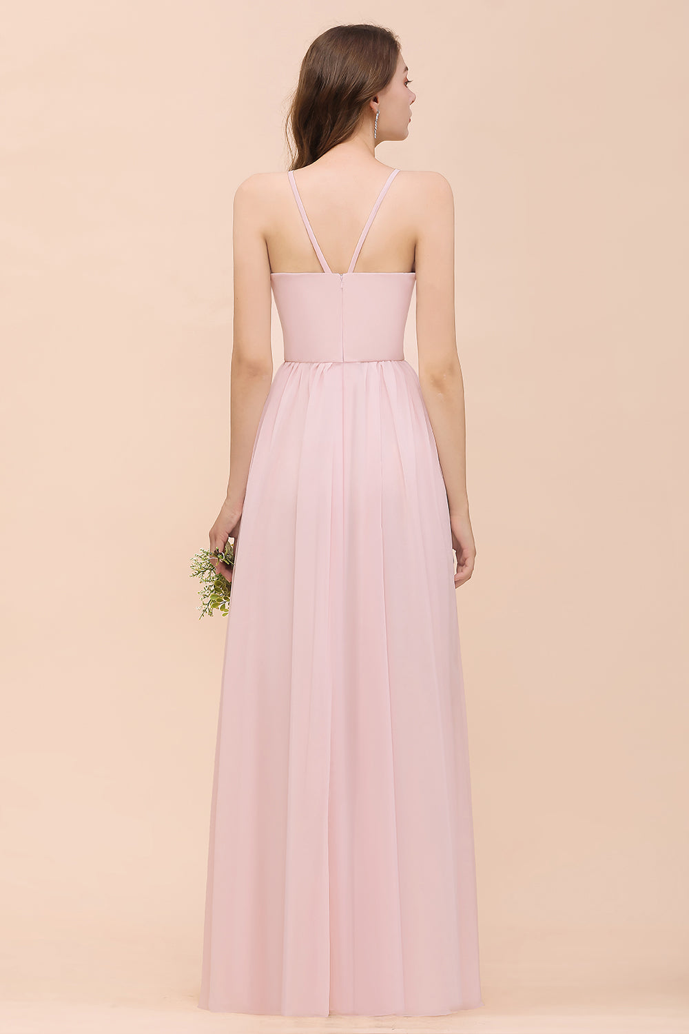 BMbridal Gorgeous Chiffon Neckholder Ruffle Affordable Long Bridesmaid Dress