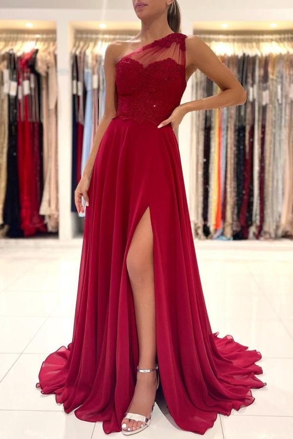 Kaufen Sie bei Thekleid.de Rote Abendkleider mit Spitze online. Abiballkleider Lang Günstig aus chiffon zum abiball gehen.