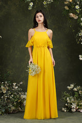 Bmbridal Neckholder Chiffon Bridesmaid Dress Long WIth Ruffle