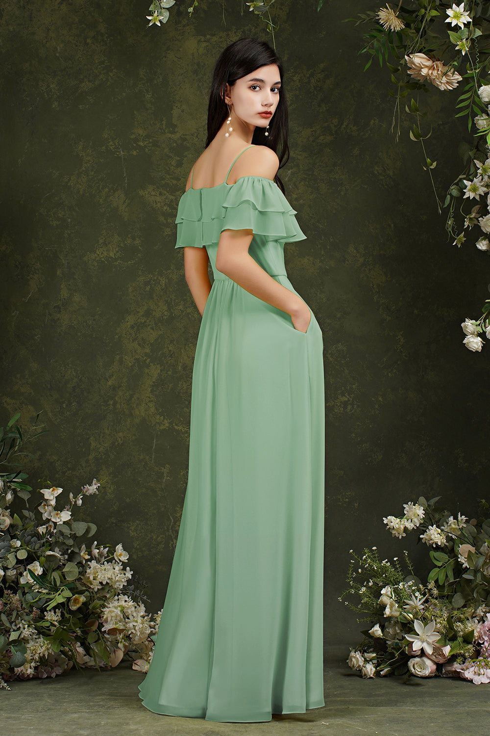 Bmbridal Schulterfrei Bridesmaid Dress Rüschen With Slit