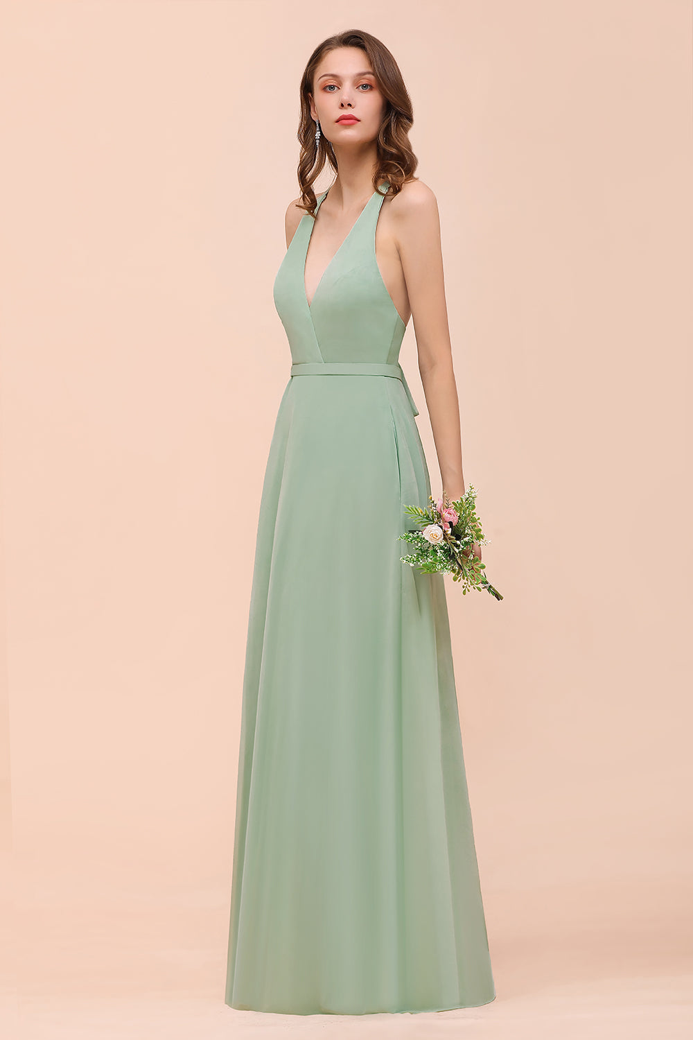 Bestellen Sie Mint Grün Brautjungfernkleider Lang Günstig online bei babyonlinedress.de. Chiffon Kleider Hochzeitsparty für Sie zur Hochzeit gehen.