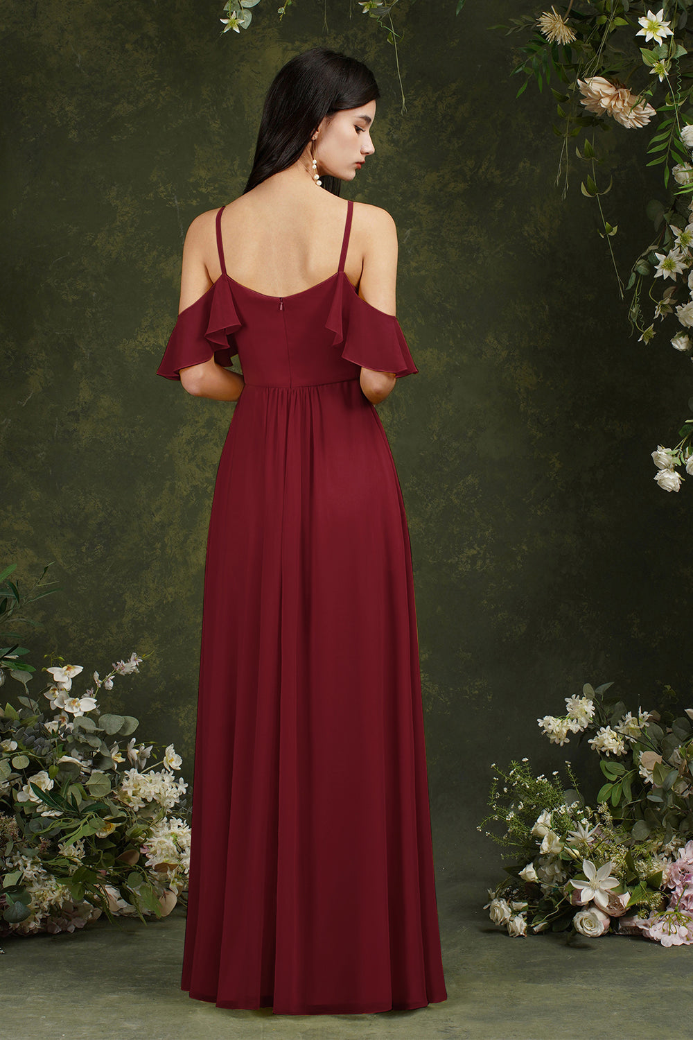 Bmbridal Neckholder Chiffon Bridesmaid Dress Long WIth Ruffle