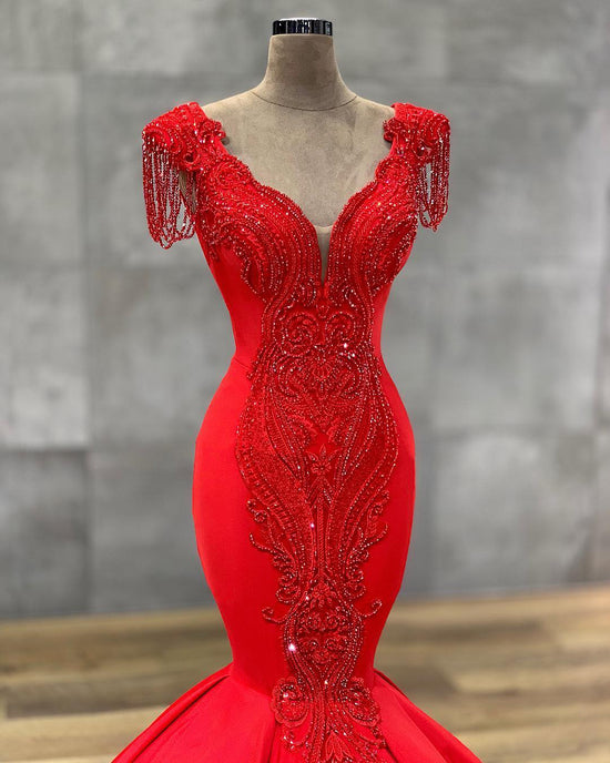 Laden Sie das Bild in den Galerie-Viewer, Kaufen Sie Luxus Rote Abendkleider Lang online bei Thekleid.de. Abiballkleider Bodenlang Online für Sie nach Maße zum abiball online
