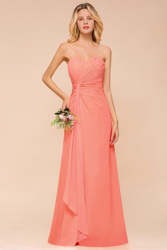 BMbridal Stylish Herz Ausschnitt Ruffle Affordable Coral Chiffon Bridesmaid Dresses Online