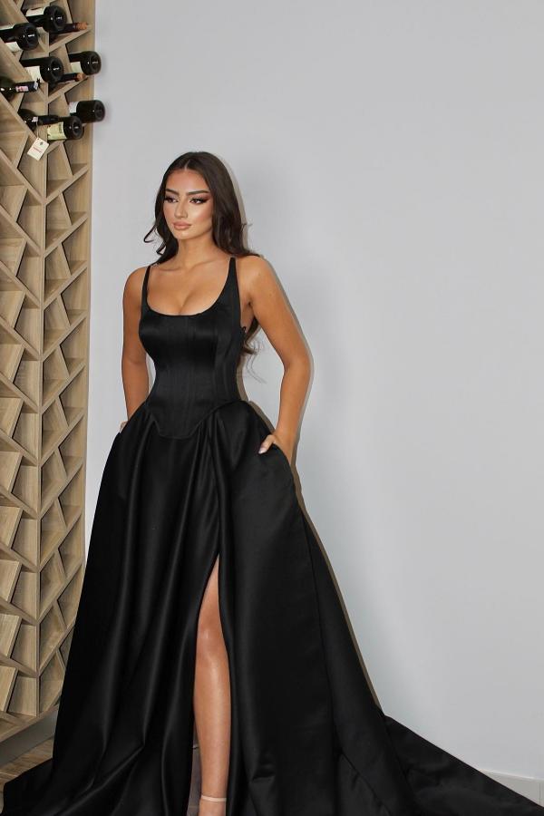 Bmbridal Black Quadrat Prom Dress Ärmellos With Tasche