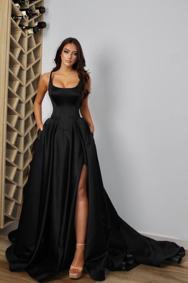 Bmbridal Black Quadrat Prom Dress Ärmellos With Tasche