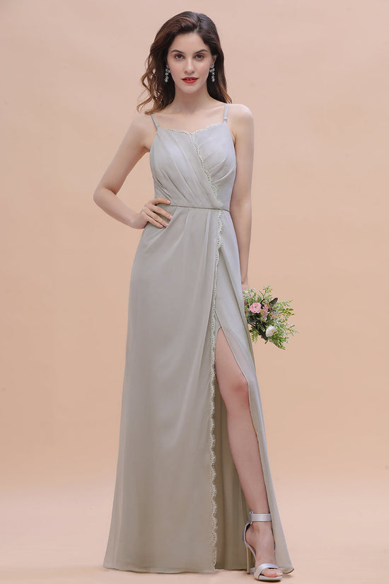 Finden Sie Siber Brautjungfernkleider Lang Chiffon online bei babyonlinedress.de. Schlichtes Abendkleid maß geschneidert bekommen.