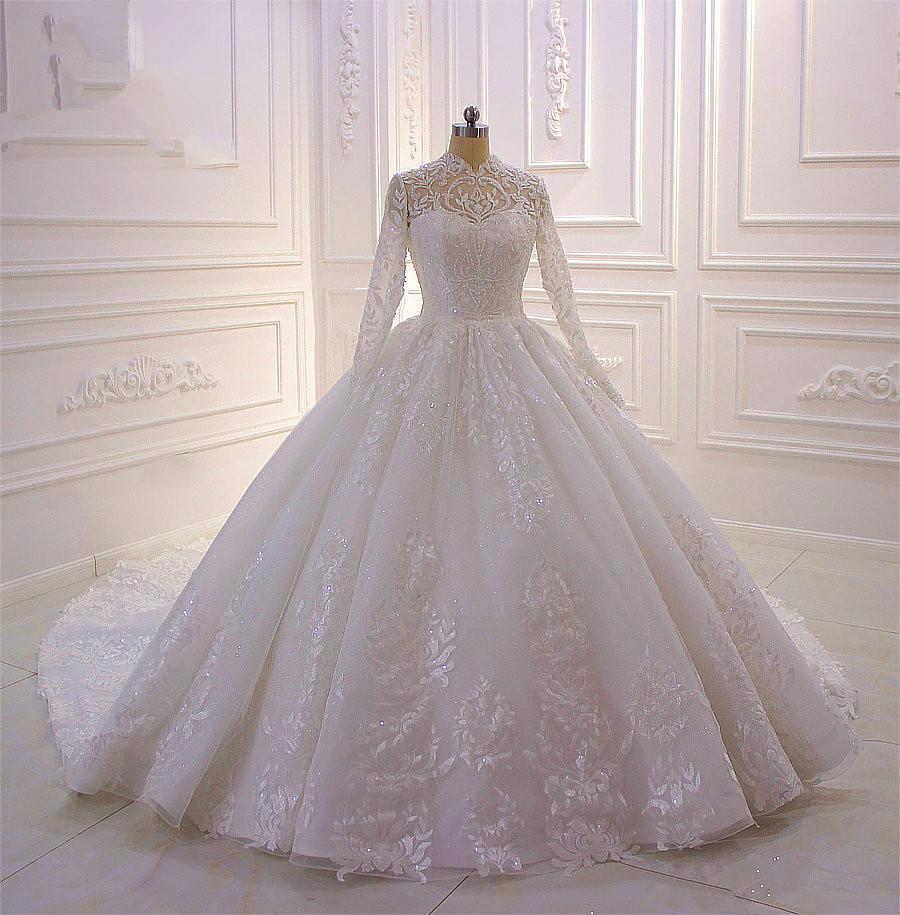 Kaufen Sie Prinzessin Hochzeitskleider mit Glitzer online bei babyonlinedress.de. Brautkleider Spitze Ärmel aus Tüll maß geschneidert kaufen.