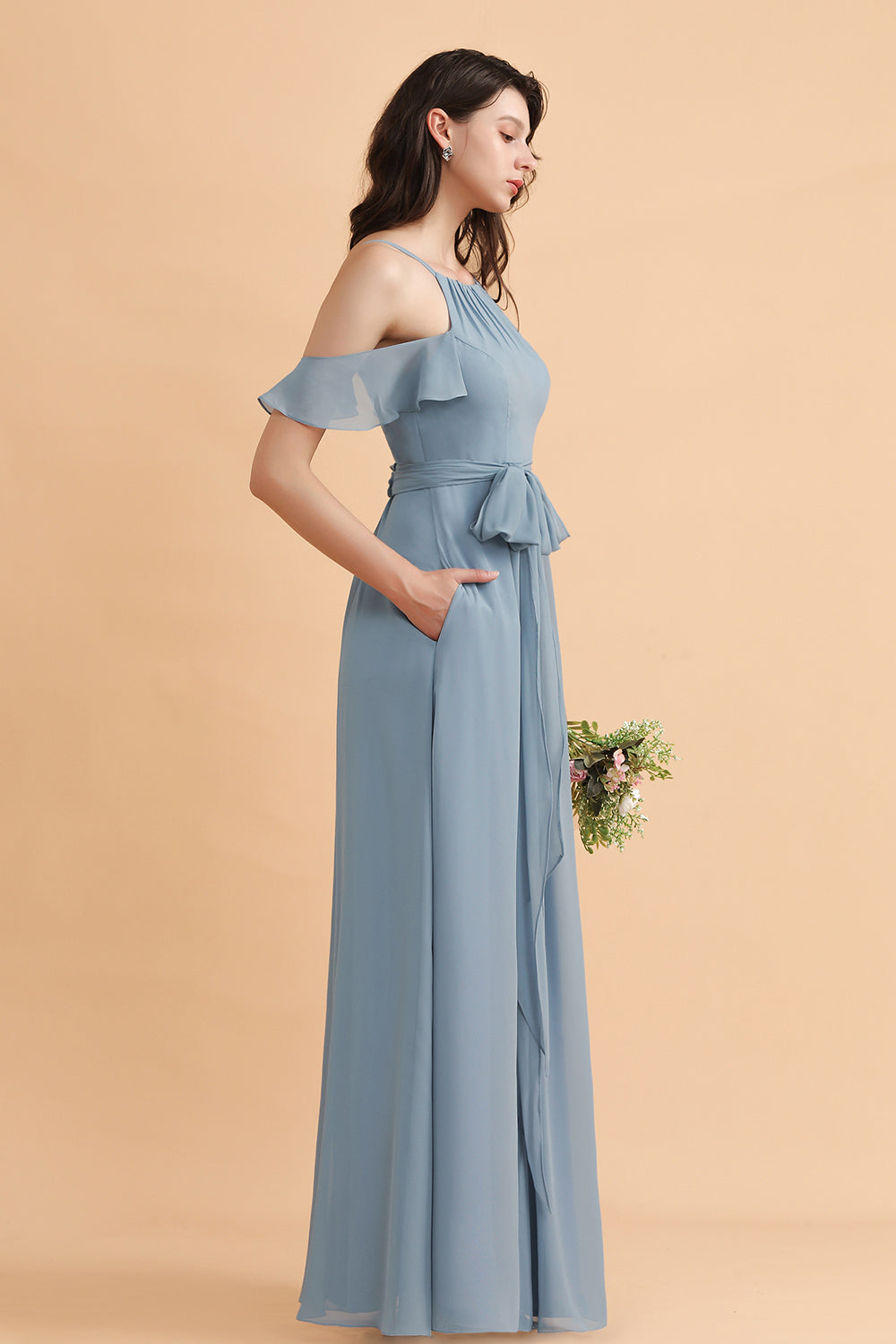 Finden Sie Stahlblau Brautjungfernkleider Günstig online bei babyonlinedress.de. Brautjungfernkleid Lang Chiffon online nach maß anfertigen.