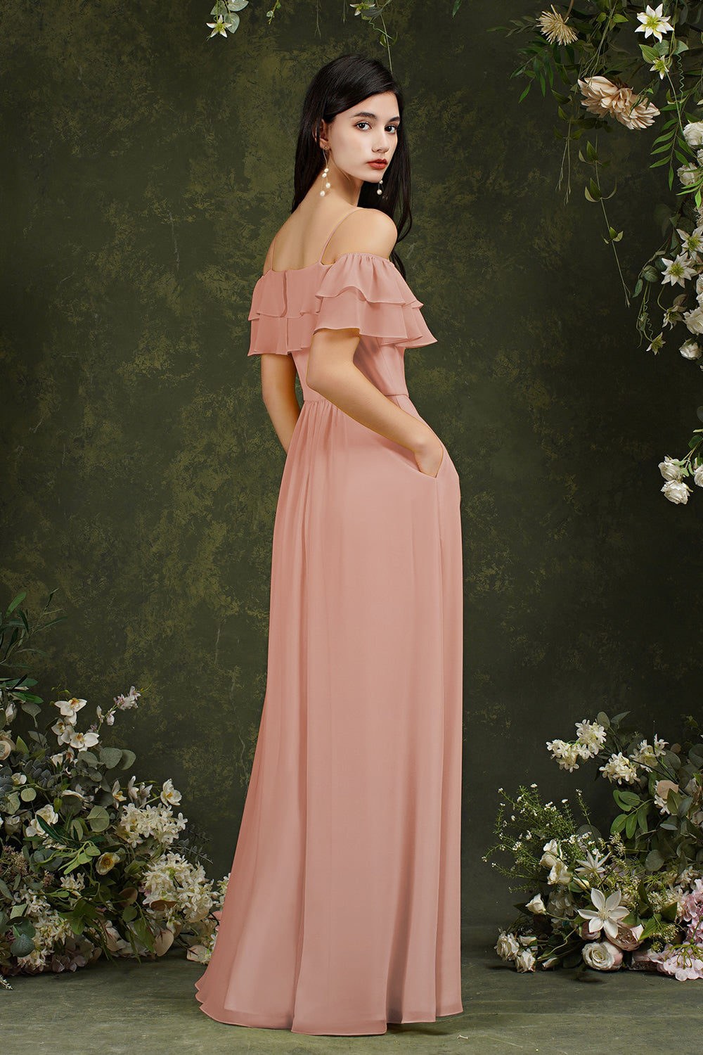 Bmbridal Schulterfrei Bridesmaid Dress Rüschen With Slit