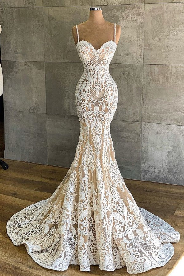 Laden Sie das Bild in den Galerie-Viewer, Bestellen Sie designer Hochzeitskleid Meerjungfrau online bei babyonlinedress.de.  Brautkleider mit Spitze für Sie zur Hochzeit gehen.
